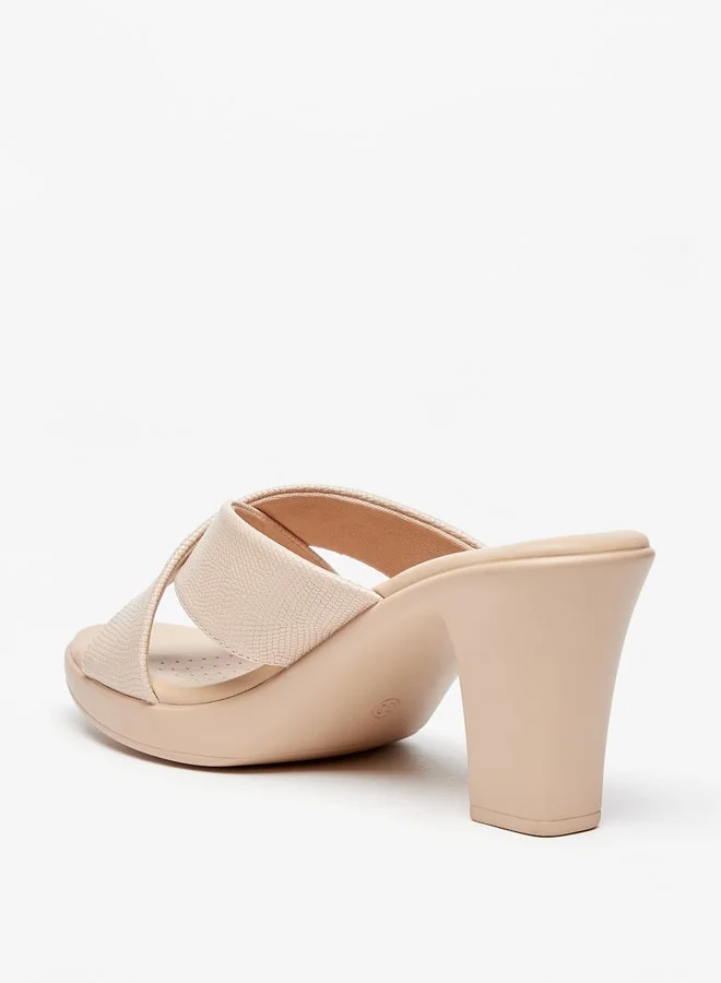 Le Confort Women's Textured Cross Strap Sandals with Block Heels