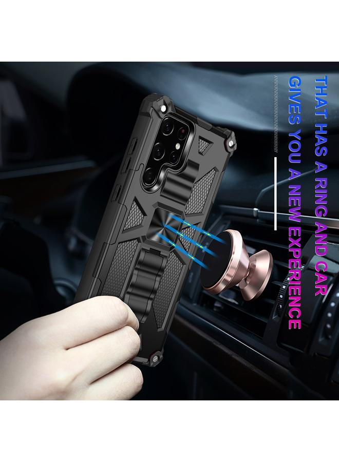 S-TOP Case For Samsung Galaxy S22 Ultra 5G Armor Shockproof TPU + PC Magnetic Protective Phone Case with Holder - Image 4