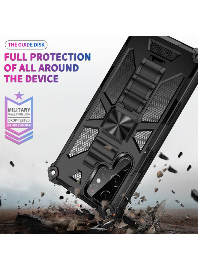 S-TOP Case For Samsung Galaxy S22 Ultra 5G Armor Shockproof TPU + PC Magnetic Protective Phone Case with Holder - Image 5