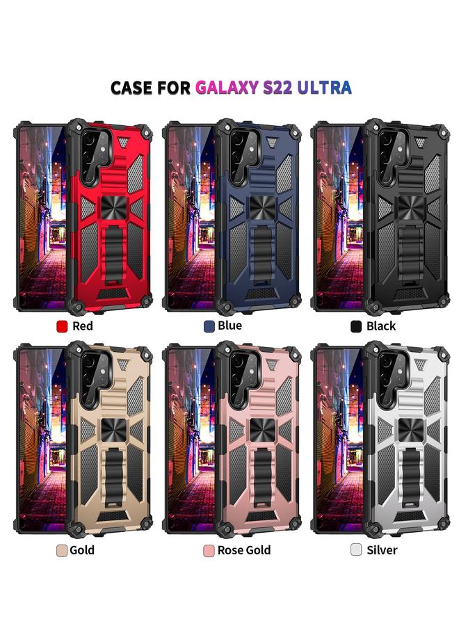 S-TOP Case For Samsung Galaxy S22 Ultra 5G Armor Shockproof TPU + PC Magnetic Protective Phone Case with Holder - Image 2