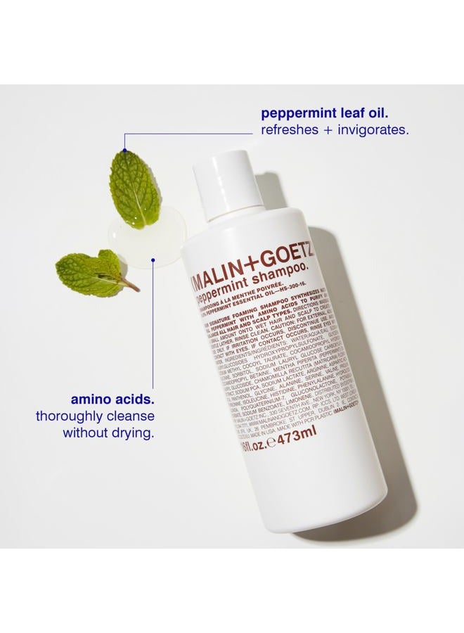 MALIN + GOETZ Peppermint Shampoo, 8 Fl. Oz. - Men & Women Clarifying Shampoo, Natural Hair Shampoo to Cleanse & Hydrate, Scalp Shampoo Treatment for All Hair Types, Vegan & Cruelty-Free - Image 2