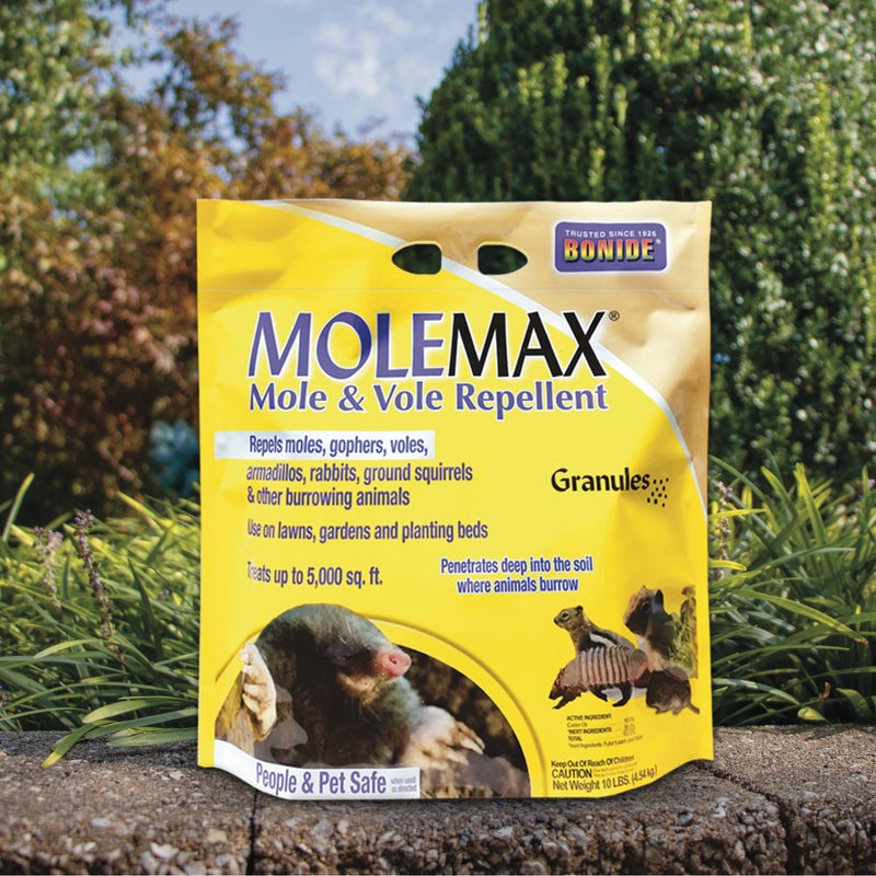 Bonide MOLEMAX Mole & Vole Repellent Granules, 10 lbs. Ready-to-Use, Outdoor Lawn & Garden Mole Control, People & Pet Safe - Image 5
