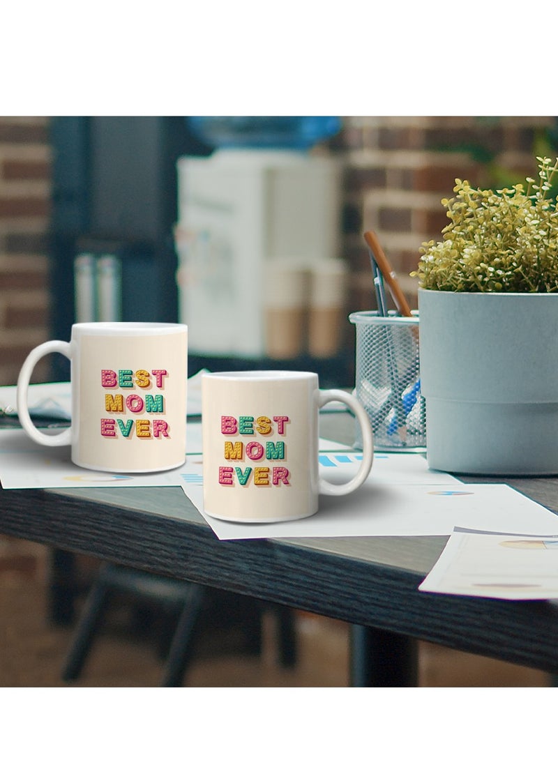 حكاية شمعة مج من السيراميك بطبعة تصميم "أفضل أم" بلون أبيض - Image 5