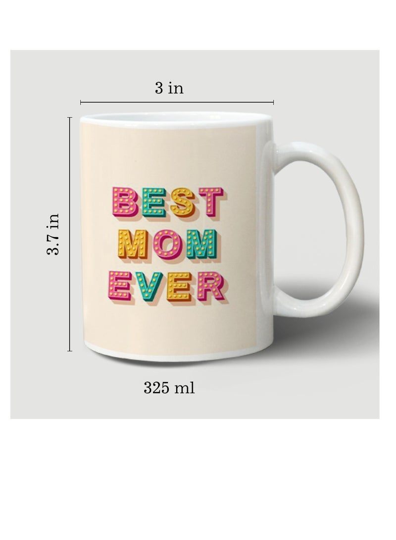 حكاية شمعة مج من السيراميك بطبعة تصميم "أفضل أم" بلون أبيض - Image 4