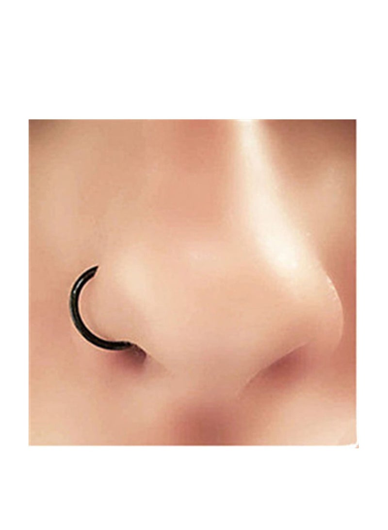 Captaintech Nose Rings Hoop, Stainless steel Nose Rings Septum Cartilage Hoop Earring Conch Piercing Jewelry for Women, Diameter 14mm Best Gift for Friends Women Girls and Girlfriend Black - Image 2