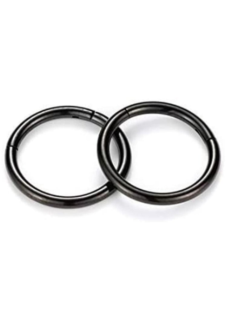 Captaintech Nose Rings Hoop, Stainless steel Nose Rings Septum Cartilage Hoop Earring Conch Piercing Jewelry for Women, Diameter 14mm Best Gift for Friends Women Girls and Girlfriend Black - Image 4