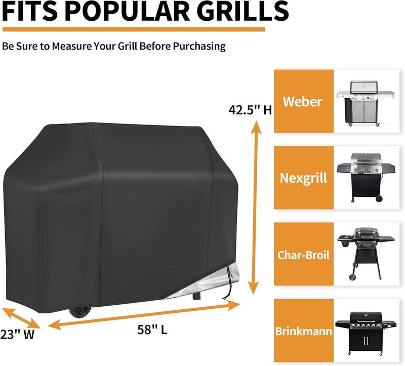 NEXCOVER غطاء للشواية - بقياس 58 بوصة، مقاوم للماء، مقاوم للتلاشي، مناسب لشوايات Weber وBrinkmann وNexgrill، مناسب للاستخدام في الهواء الطلق. - Image 2