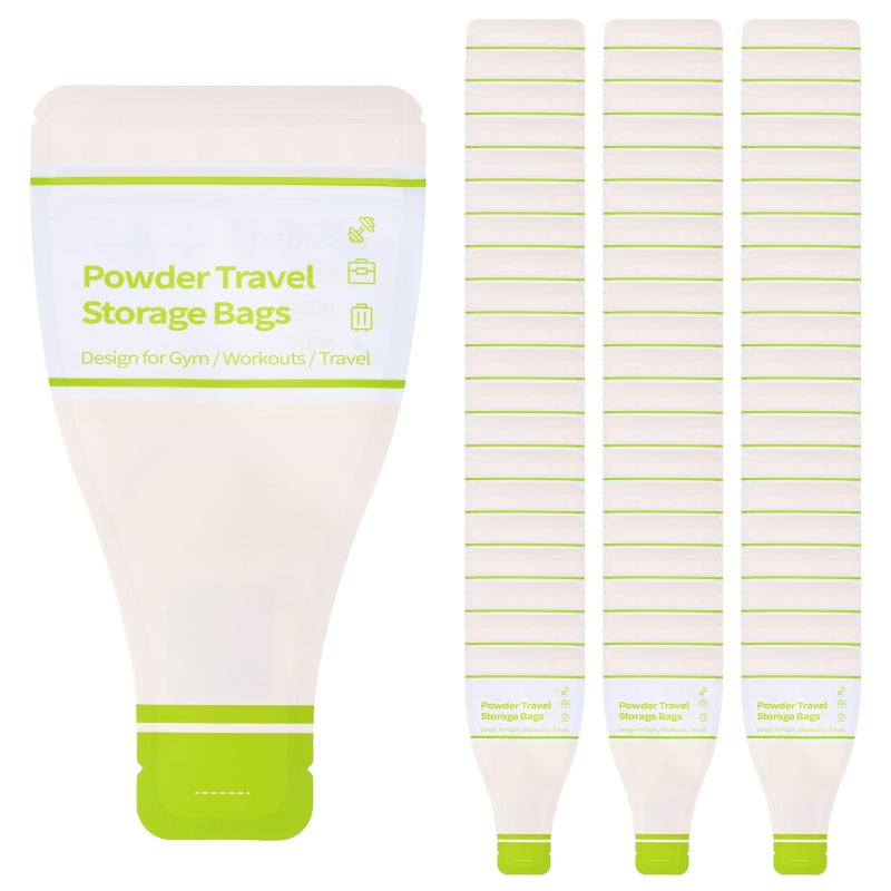 Eunoir Disposable Protein Powder Travel Container Bags â€“ 60Pcs Leakproof Single-Use Travel Powder Bags, Mess-Free Powder Travel Container for Gym, Workouts, Travel, On-The-Go Lifestyles - Image 1