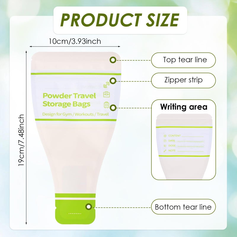 Eunoir Disposable Protein Powder Travel Container Bags â€“ 60Pcs Leakproof Single-Use Travel Powder Bags, Mess-Free Powder Travel Container for Gym, Workouts, Travel, On-The-Go Lifestyles - Image 2