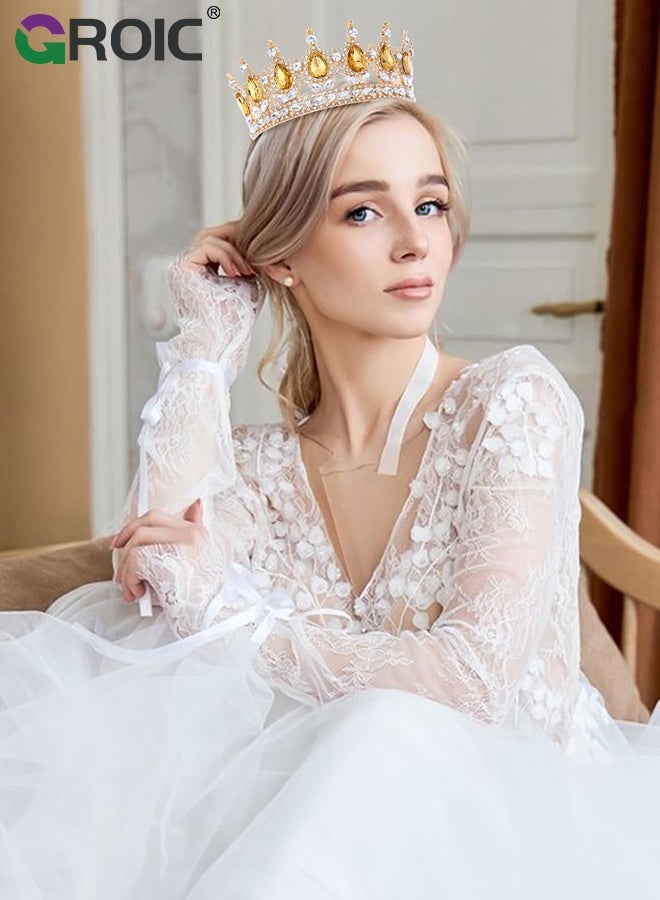 GROIC Vintage Rhinestone Crown,Metal Crown Cake Topper Birthday Wedding Decor,Birthday Party Decoration Supplies,Princess Shower Party Decoration,Role-playing Headwear(Gold) - Image 5