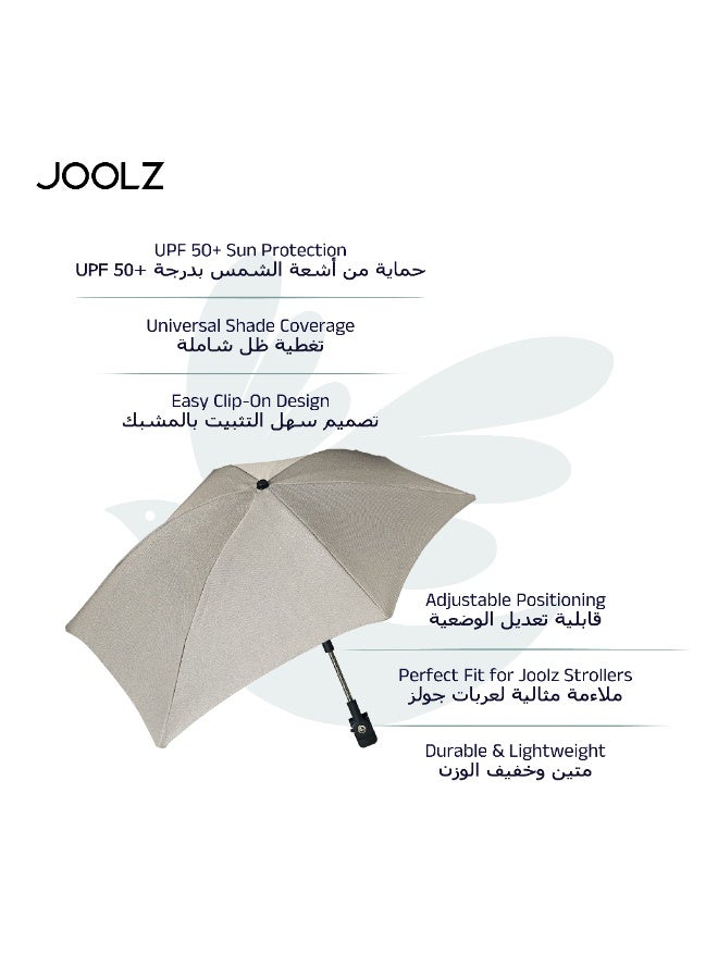 JOOLZ Universal Baby Stroller Parasol UPF50+ Sun Protection | Adjustable Flexible Arm Clip-On Umbrella | Sandy Taupe | Fits Multiple Strollers | Lightweight Shade 30 CM - Image 4
