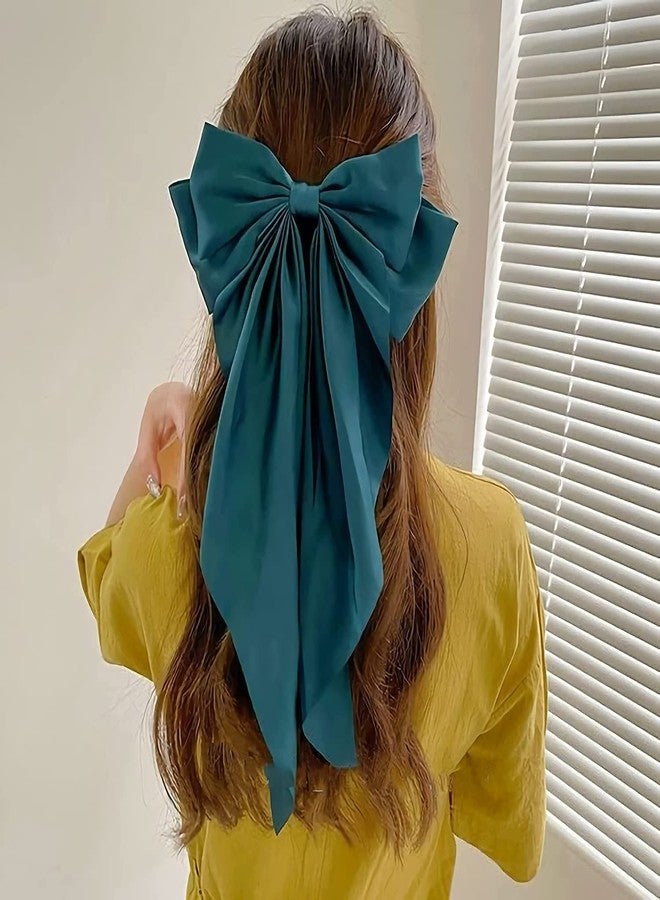 WHISKET Satin Large Hair Bows Giant Bow Hair Clips French Barrettes with Long Silky Ribbon Bowknot Bun Ponytail Holder Accessories for Women Lady Girl [color may very] (2) - Image 4