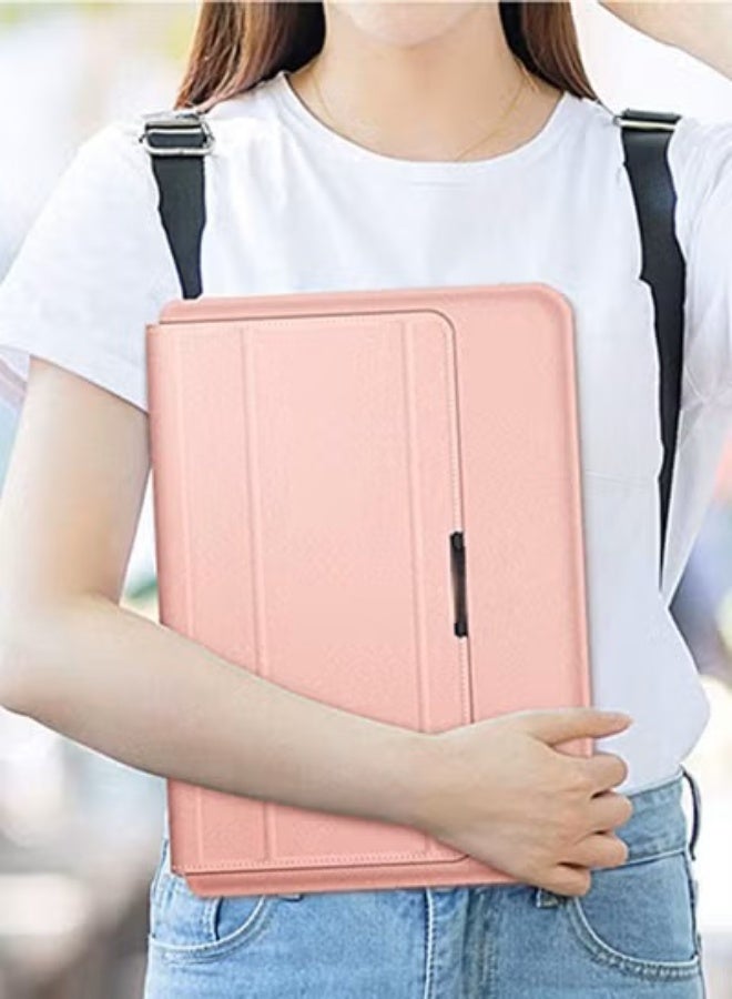 الأزرق جي دبليو 13-14 Inch Laptop Sleeve Bag Universial 2 in 1 Inner with Stand Function Portable Waterproof Case Compatible Laptops and Tablets Soft PU Leather (Pink Rose Gold) - Image 3