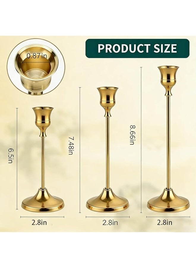 Candlestick Holders, Set of 6 Taper Candle Holders, Gold Metal Vintage Tall Candlesticks, for Fireplace, Party, Home, UAE Ramadan & Nikah Wedding Decor - Image 3
