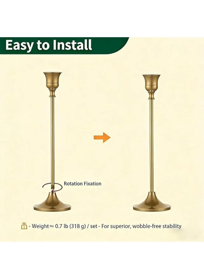 Candlestick Holders, Set of 6 Taper Candle Holders, Gold Metal Vintage Tall Candlesticks, for Fireplace, Party, Home, UAE Ramadan & Nikah Wedding Decor - Image 5