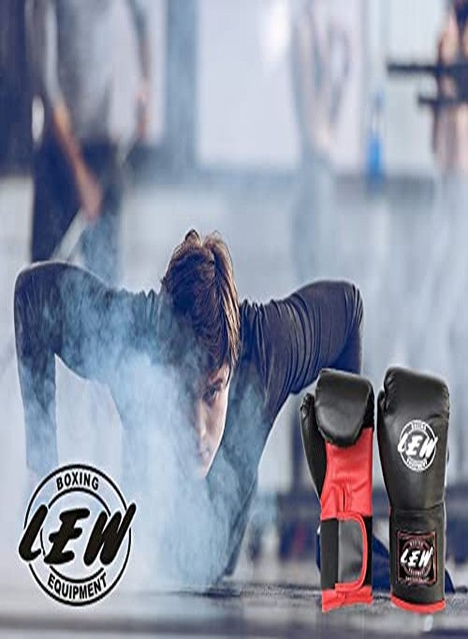 LEW 10OZ Black/Red Training Boxing Gloves - Image 3