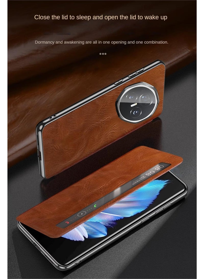general Leather Protective Cover Compatible with Honor Magic V3 Intelligent Window Automatic Sleep Folding Full Pack Protective Cover For Magic V3 - Image 4