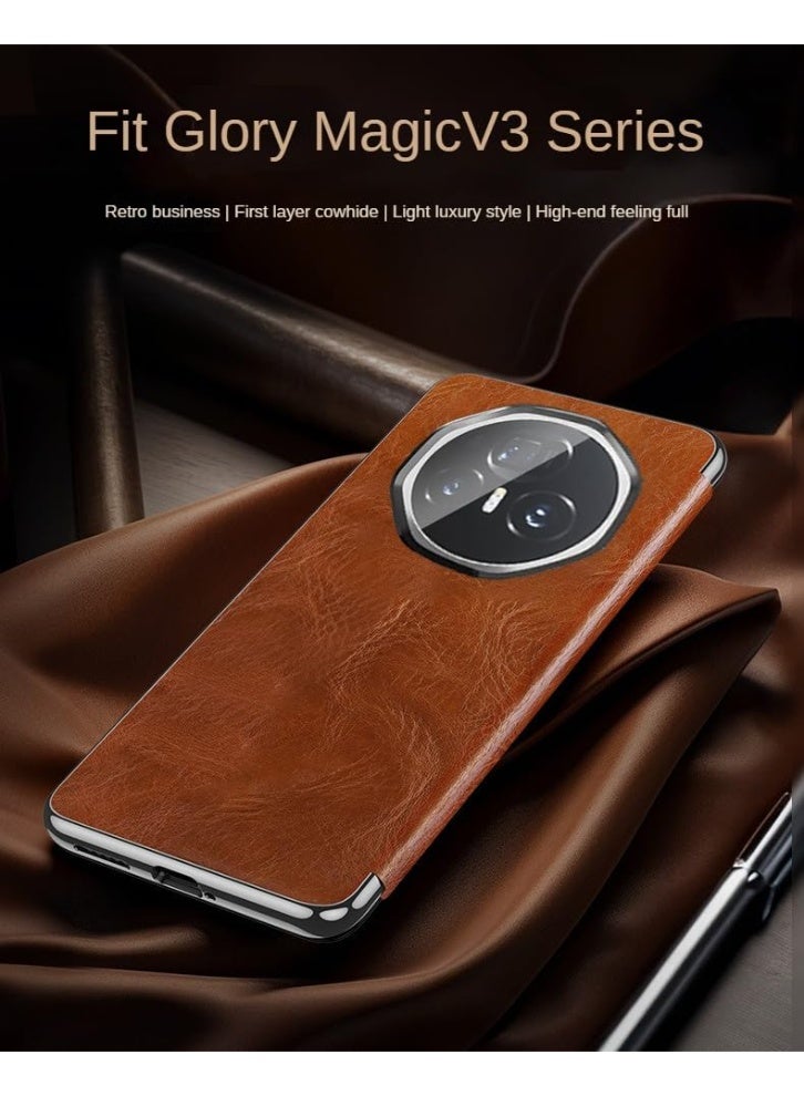 general Leather Protective Cover Compatible with Honor Magic V3 Intelligent Window Automatic Sleep Folding Full Pack Protective Cover For Magic V3 - Image 2