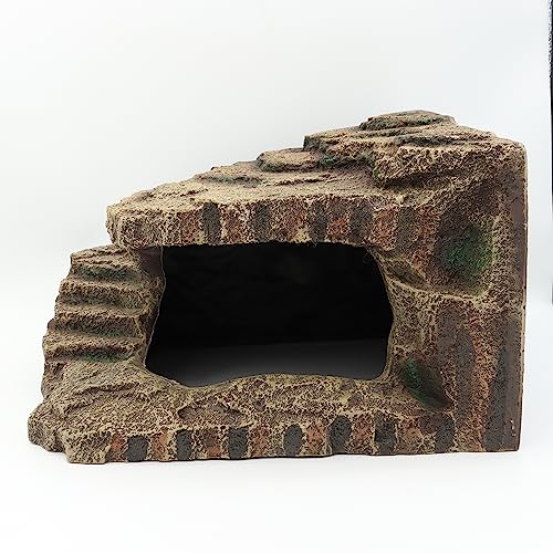 JIHAQUA Resin Reptile Hideouts Cave Habitat Decor for Gecko Leopard Lizards Toad Turtle (B- Extra Large) - Image 5