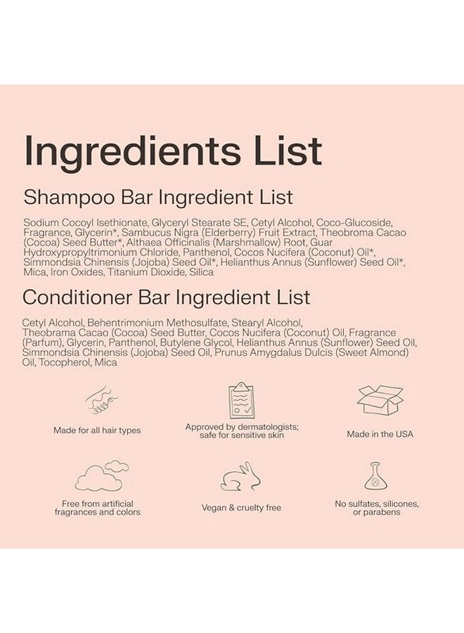 The Earthling Co. Shampoo & Conditioner Bar Set - Promote Hair Growth, Strengthen & Volumize All Hair Types - Paraben & Sulfate Free Formula with Natural Ingredients for Dry Hair (Vanilla Coconut)