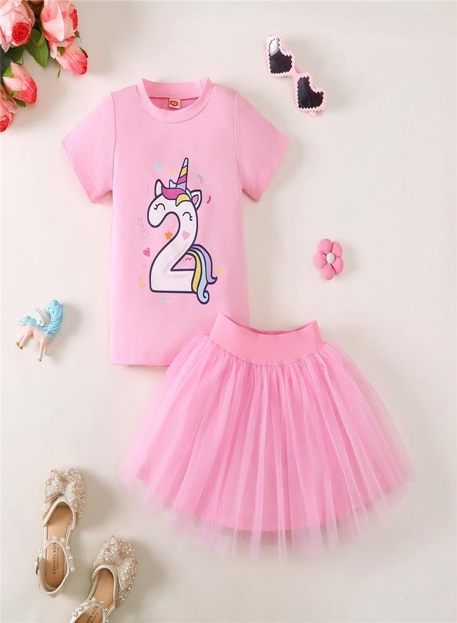 CPEI 2nd Birthday Outfit Girl T-shirt Tutu Skirt 2 Year Old Girl Birthday Outfit Clothes - Image 2