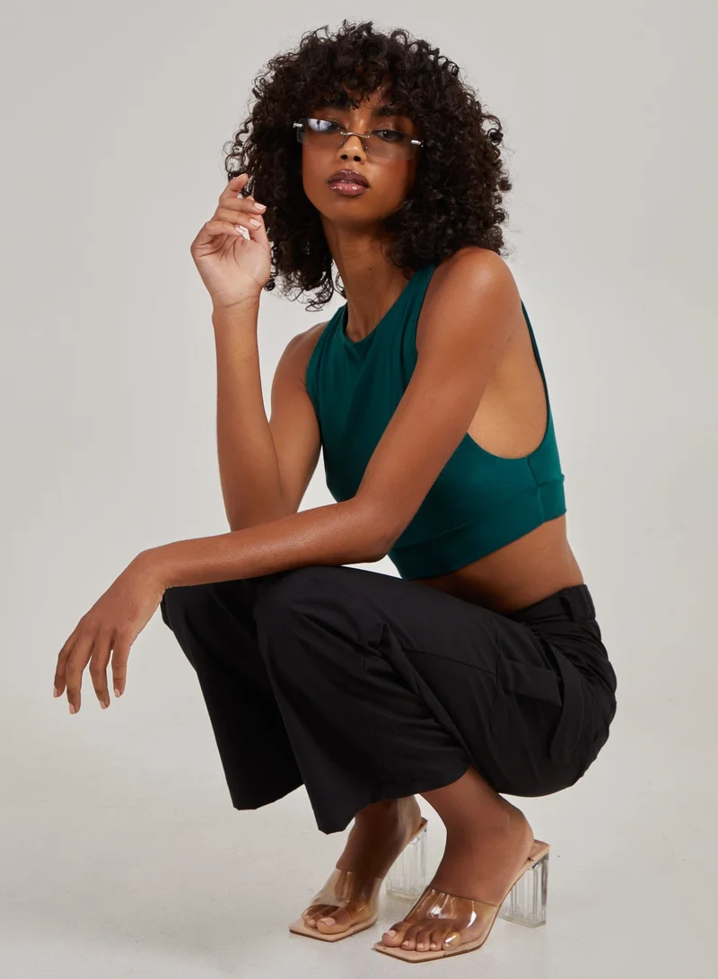 Pink Vanilla  Sleeveless Slinky Crop Top for Women | Best Price UAE