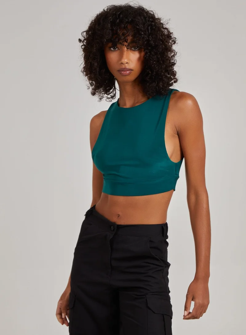 Pink Vanilla  Sleeveless Slinky Crop Top for Women | Best Price UAE