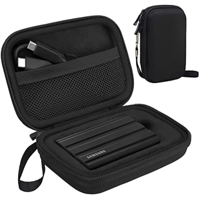 Hard Carrying Case for Samsung T7 Shield / T7 / T7 Touch Portable Solid State Drives 500GB 1TB 2TB USB 3.2 External SSD Hard EVA Shockproof Storage Travel Bag, Black+Black - Image 1