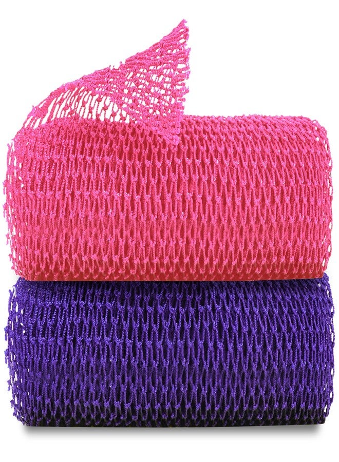 ZOCY African Net Sponge, Authentic Exfoliating Body Scrubber for Bath and Shower, Multiple Textures with Gentle Deep Exfoliating and Rich Lather for All Skins (Pack of 2 (Pink+Purple)) - Image 1