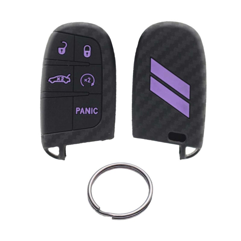 OXANEVN Key Fob Cover for Dodge Accessories Silicone 5 Button Key Fob Case fit for Dodge Challenger Charger Durango Dart Journey Grand Cherokee Remote Control ProtectorPurple - Image 3