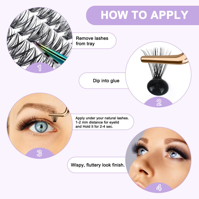 B&qaugen B&Q Lash Clusters 280PCS Natural Eyelash Clusters 40D D 9-16mm Individual Lash Wispy Eyelash Extension with Soft Thin Band Classic Look PestaÃ±as Postizas Comfortable DIY at Home(40D-D-9-16mm) - Image 5