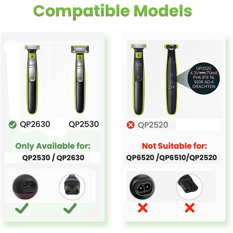 LinMei Adapter Power Cord 15V Compatible with Philips Norelco HQ8505 7000 5000 3000 Series 3500 MG3750 MG5750 MG7750 S1560 Electric Shaver Multigroom Beard Trimmer Adapter Power Charging Cord - Image 2
