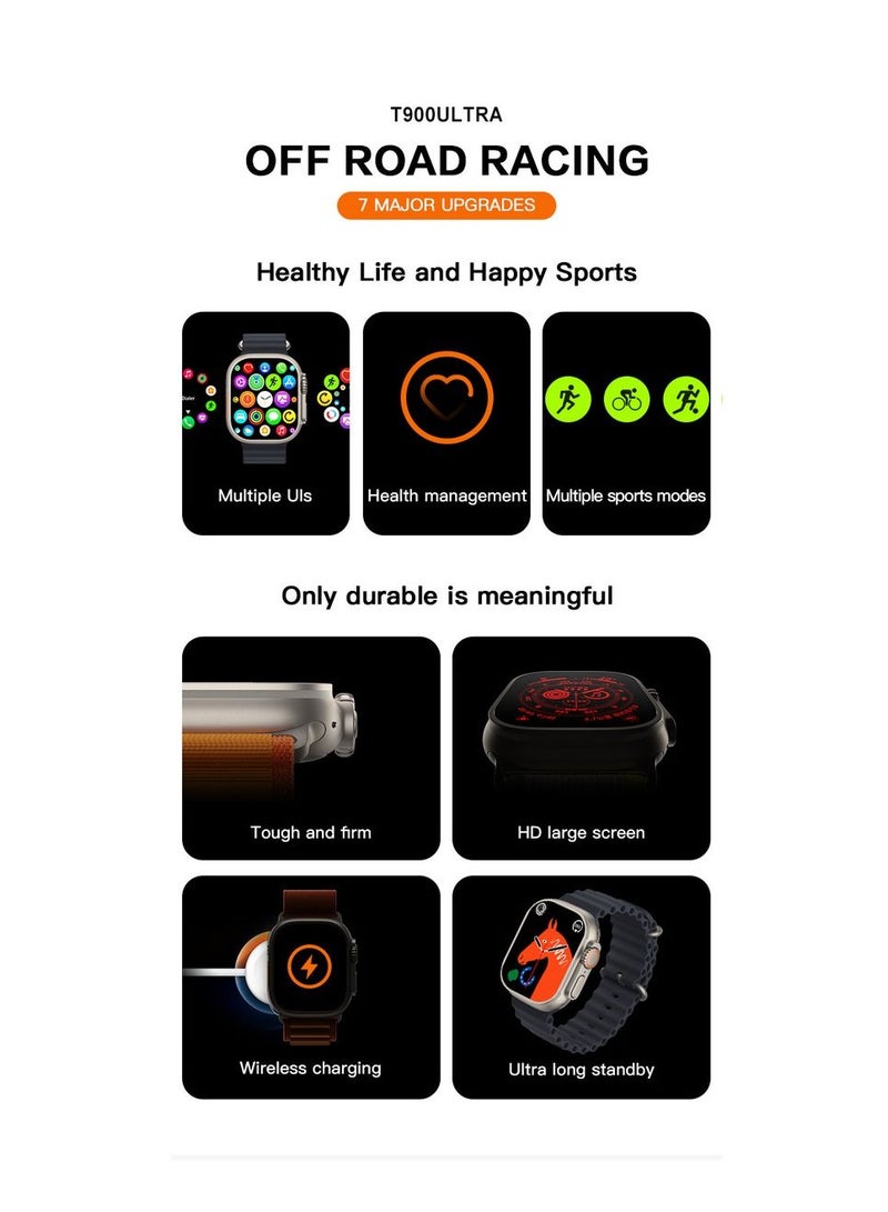 AROAQ 220.0 mAh T900 Ultra Wireless Charging New Features Super Fast Latest Smart Watch Black Black - Image 3