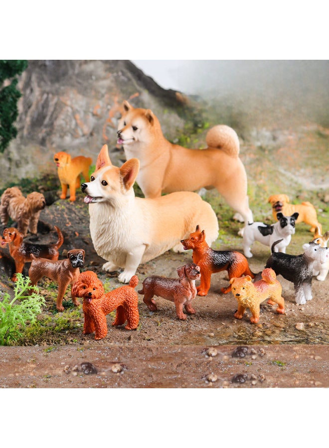 Simulation Dog Model Solid Ornaments Golden Retriever Chai Dog Corgi Bullfight Boxer Dog Greyhound Dog Wolf Dog Hand-held-Color:JS Mini Cat Dog 4 Set B