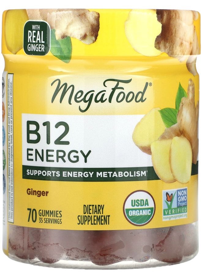 MegaFood B12 Energy Ginger 70 Gummies 