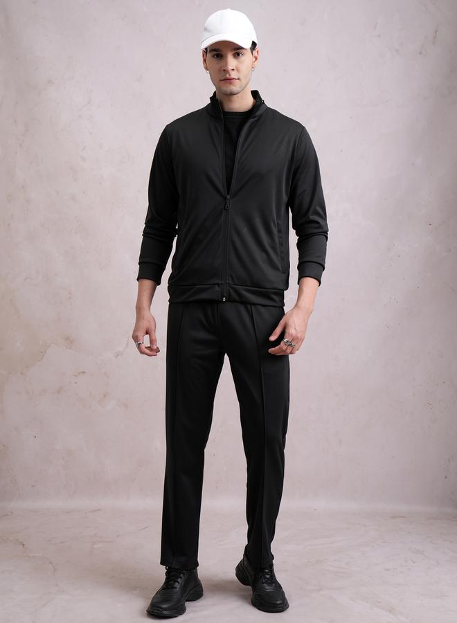 HIGHLANDER Solid High Neck Front Zip Sweatshirt by Styli  - Image 4