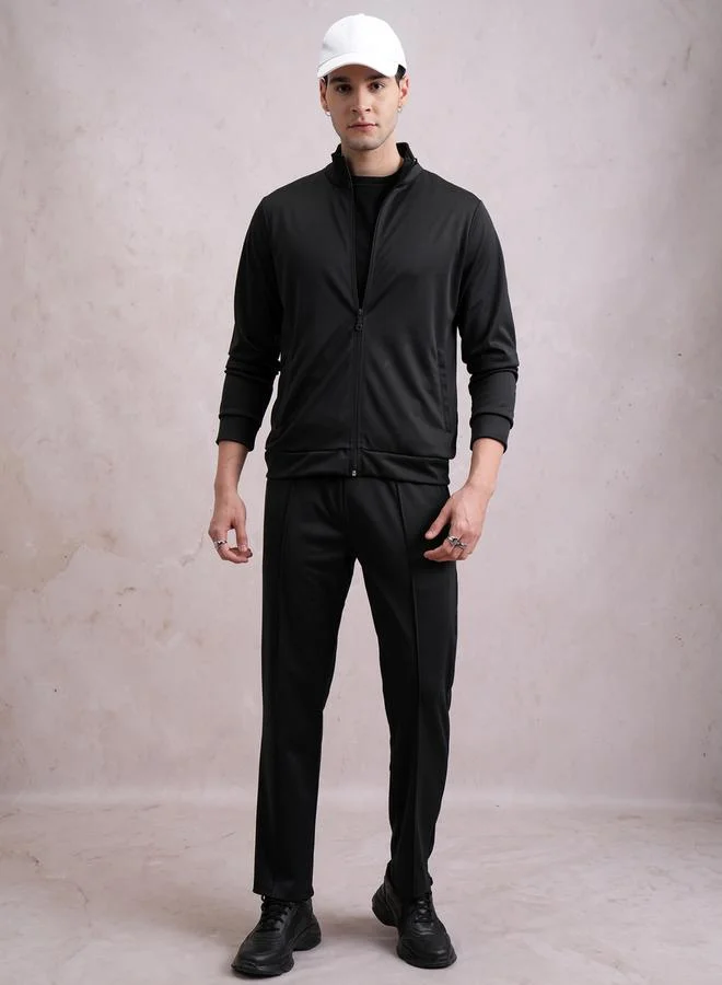 HIGHLANDER HIGHLANDER Solid High Neck Front Zip Sweatshirt