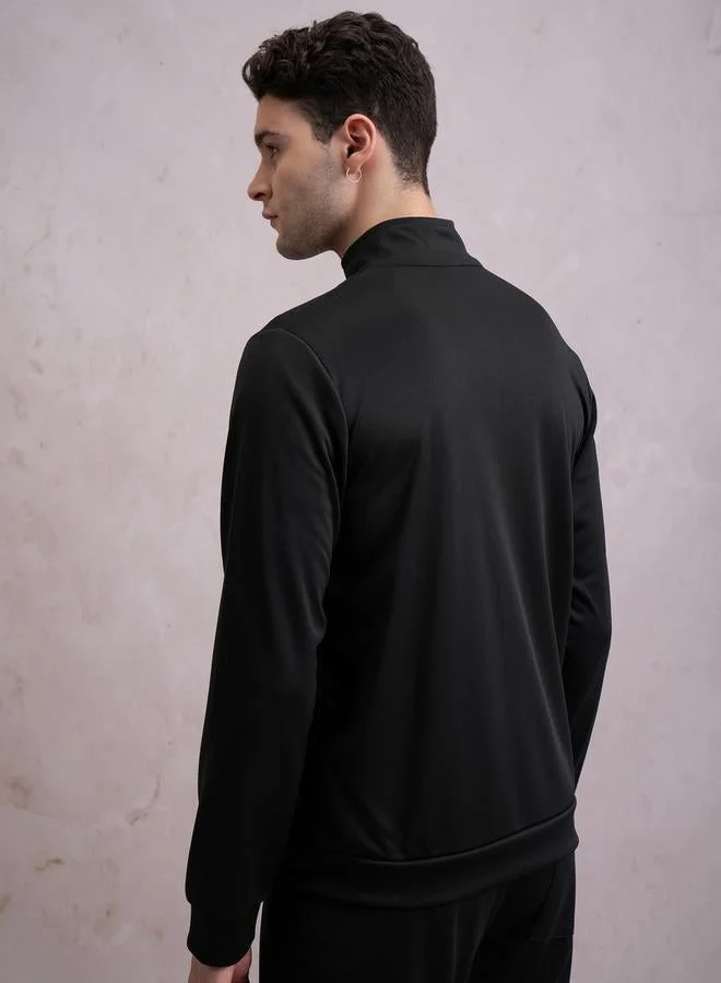 HIGHLANDER HIGHLANDER Solid High Neck Front Zip Sweatshirt