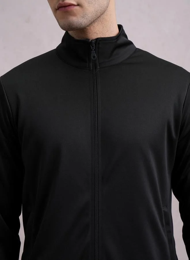 HIGHLANDER HIGHLANDER Solid High Neck Front Zip Sweatshirt