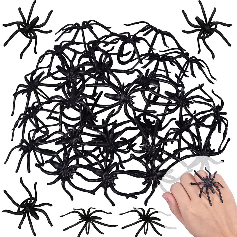Max Fun 300pcs Halloween Spider Rings for Kids Party Favors 196 Plastic Spider Rings Bulk for Kids Costume Accessories Party Decorations Supplier Black - Image 3