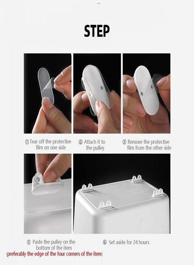ZIVIK 4 pcs Adhesive Casters, Universal Furniture Wheel Castor Unidirectional Roller for Storage Box, Trash Can, Cloth Bin, Container, Carton, Small Wheels Paste Plastic Pulley Sticky Caster (4) - Image 2