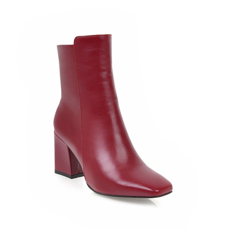 Short Boots Women'S Boots Thick Heel Square Toe Low Barrel Simple All-Match Size Size Leather Boots Trendy 902 - Image 4