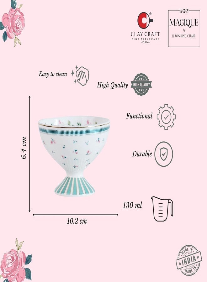 Clay Craft x Magique by The Wishing Chair : Portrait of a Rose Dessert Cups Set of 4 | 160 ml Ceramic Ice Cream Bowls | Elegant Floral Cups for Ice Cream, Sorbet & Gelato | Dishwasher Safe - Image 3