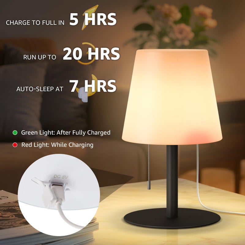 uuffoo Shower Lamp Waterproof Shower Light Warm White & RGB Dimmable Rechargeable Table Lamp Cordless Night Light for Bathroom, Dining Room, Patio H9.8in, D6.3in (2PCs Black) - Image 4