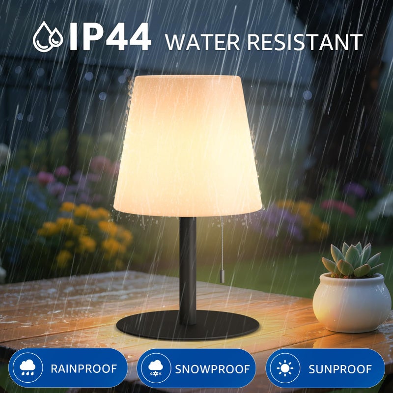 uuffoo Shower Lamp Waterproof Shower Light Warm White & RGB Dimmable Rechargeable Table Lamp Cordless Night Light for Bathroom, Dining Room, Patio H9.8in, D6.3in (2PCs Black) - Image 3