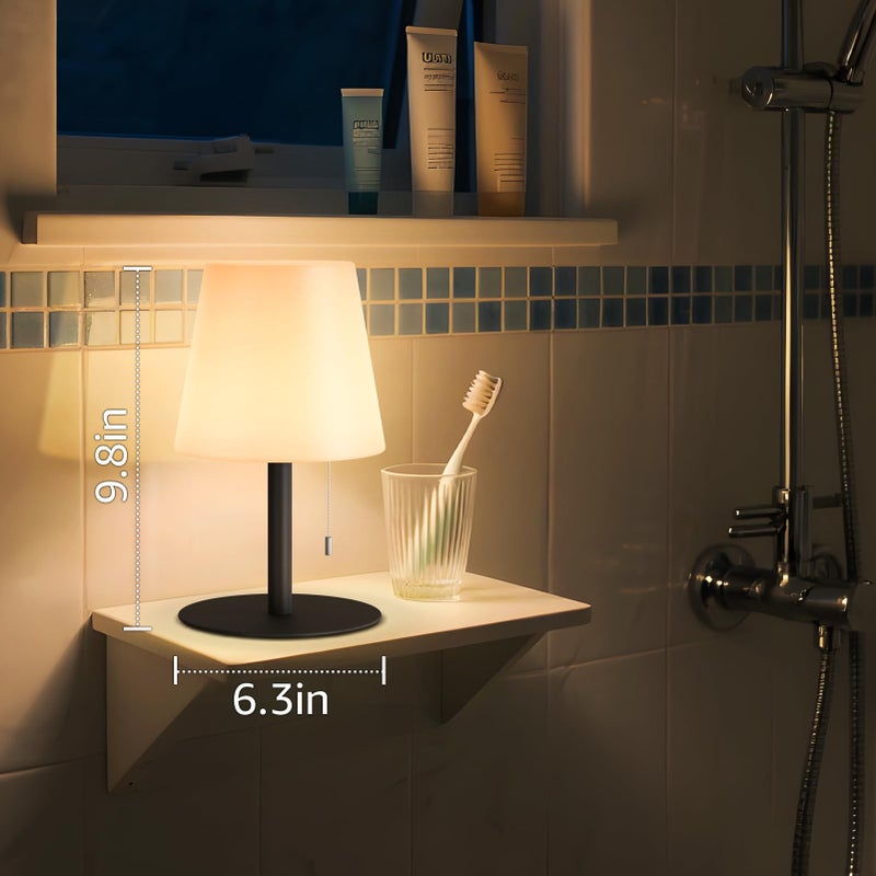 uuffoo Shower Lamp Waterproof Shower Light Warm White & RGB Dimmable Rechargeable Table Lamp Cordless Night Light for Bathroom, Dining Room, Patio H9.8in, D6.3in (2PCs Black) - Image 2