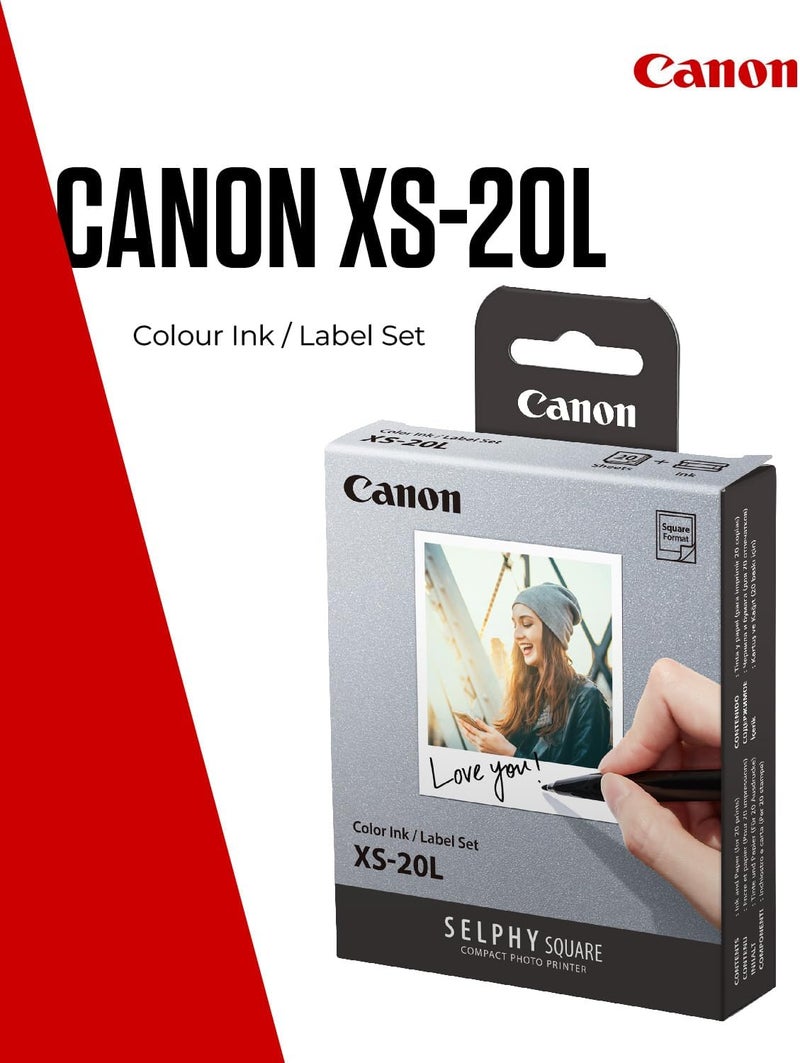 كانون مجموعة حبر/ملصقات ملونة XS-20L (20 ورقة) متوافقة مع طابعة سيلفي سكوير، إصدار المملكة العربية السعودية مع دعم ضمان المملكة العربية السعودية - Image 2