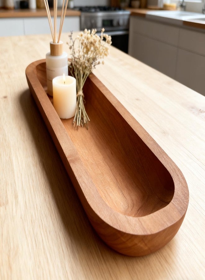 Phinicco 16“ Long Wood Dough Bowl 16 x 5.8 x 2in Hand Carved Wooden Dough Bowls for Decor Wood Dough Bowls Decorative Wooden Dough Fruits Bowl for Table Centerpiece - Image 5