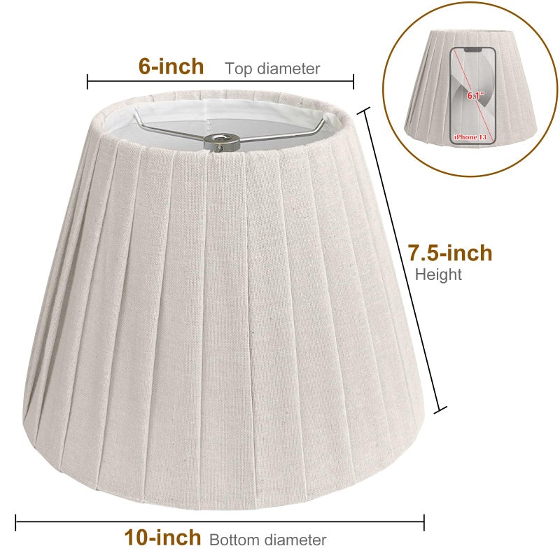 TooToo Star TOOTO STAR Small Lamp Shade, Brown Pleated 6x10x7.5inch Bell Shade for Table Lamps, Floor Lamps and Pendant Lamps (Spider Fitter), Handmade of Linen - Image 2