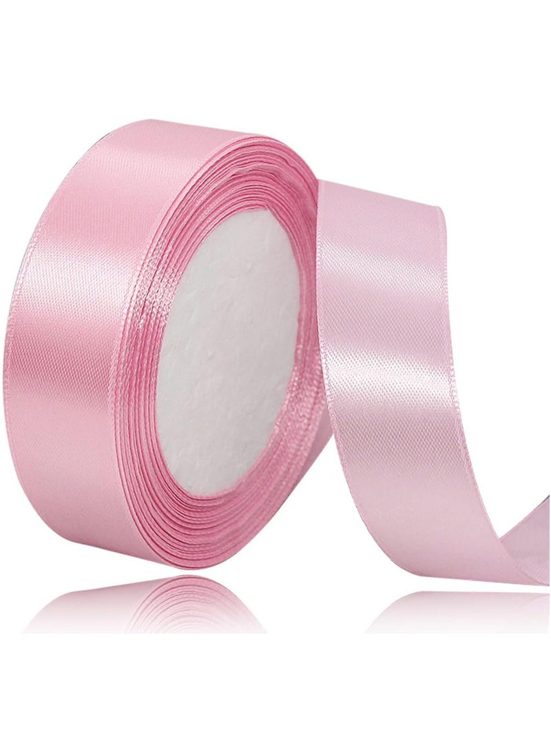 شريط من الساتان الوردي شريط من نسيج البوليستر بلون سادة لتغليف الهدايا، والحرف اليدوية، وصناعة الأقواس، والأكاليل، ومشاريع الخياطة، وحفلات استقبال الأطفال وتزيين حفلات الزفاف - Image 1